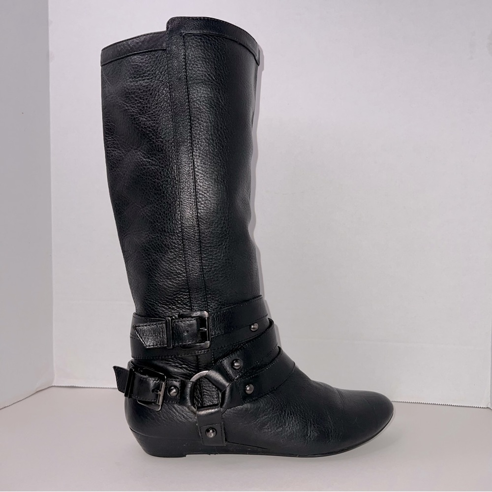 Gianni Bini - Black Leather Tall Ankle Strap Boots - SIZE 7